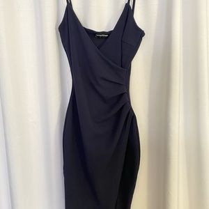 Navy Blue Ruched Side Strappy Bodycon Dress